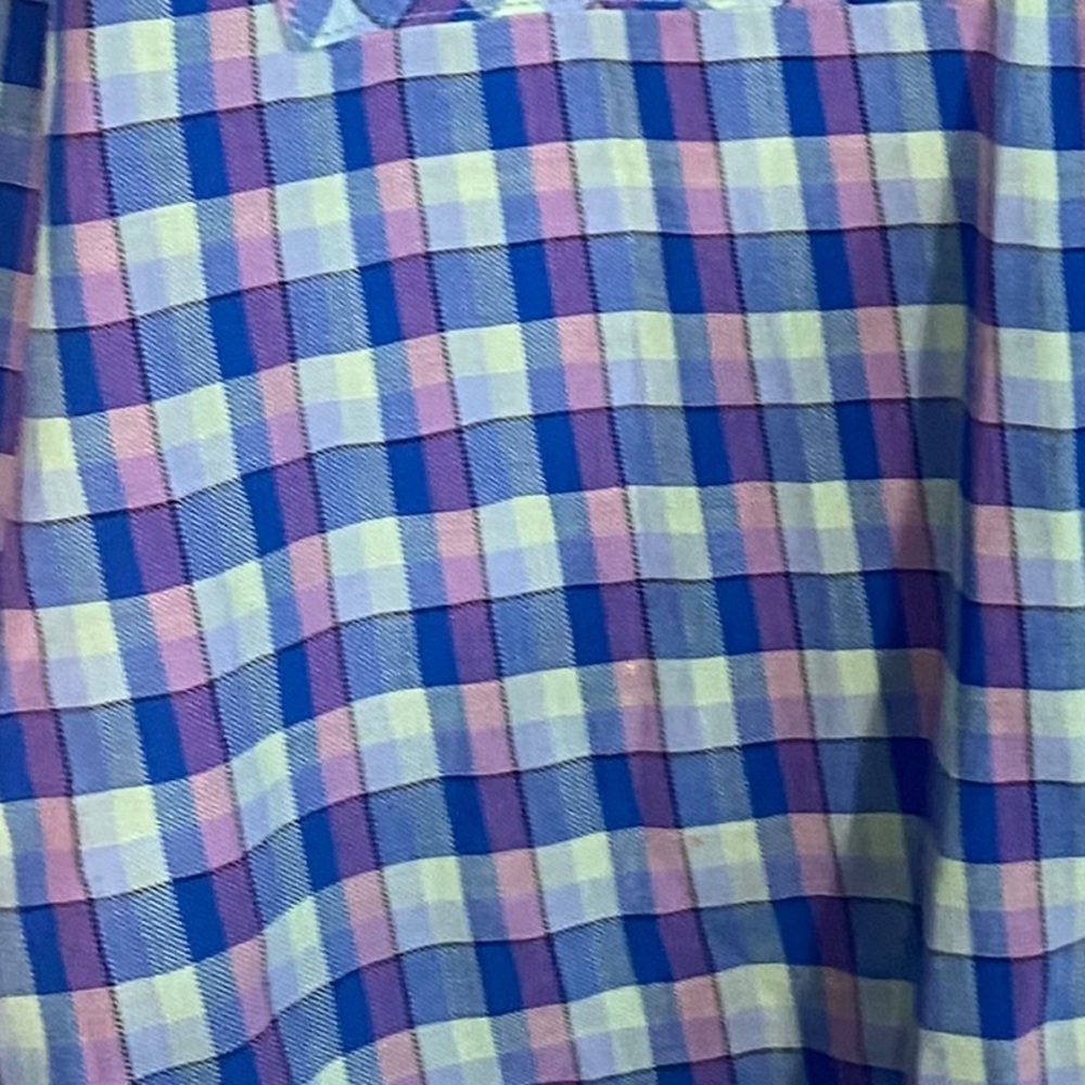 Talbots Pastel Blue Plaid Button Down 100% cotton Sz Small - Picture 5 of 7